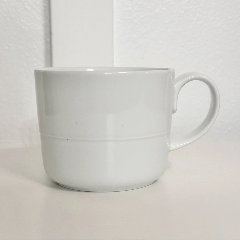 Crate & Barrel WHITE Mug Aaron Probyn Coffee Cup Indonesia Replacement Retired